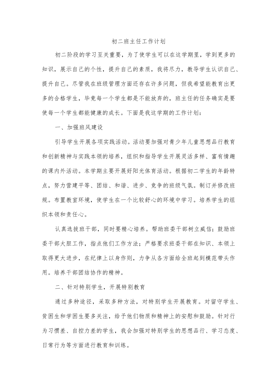 初二班主任工作计划.docx_第1页