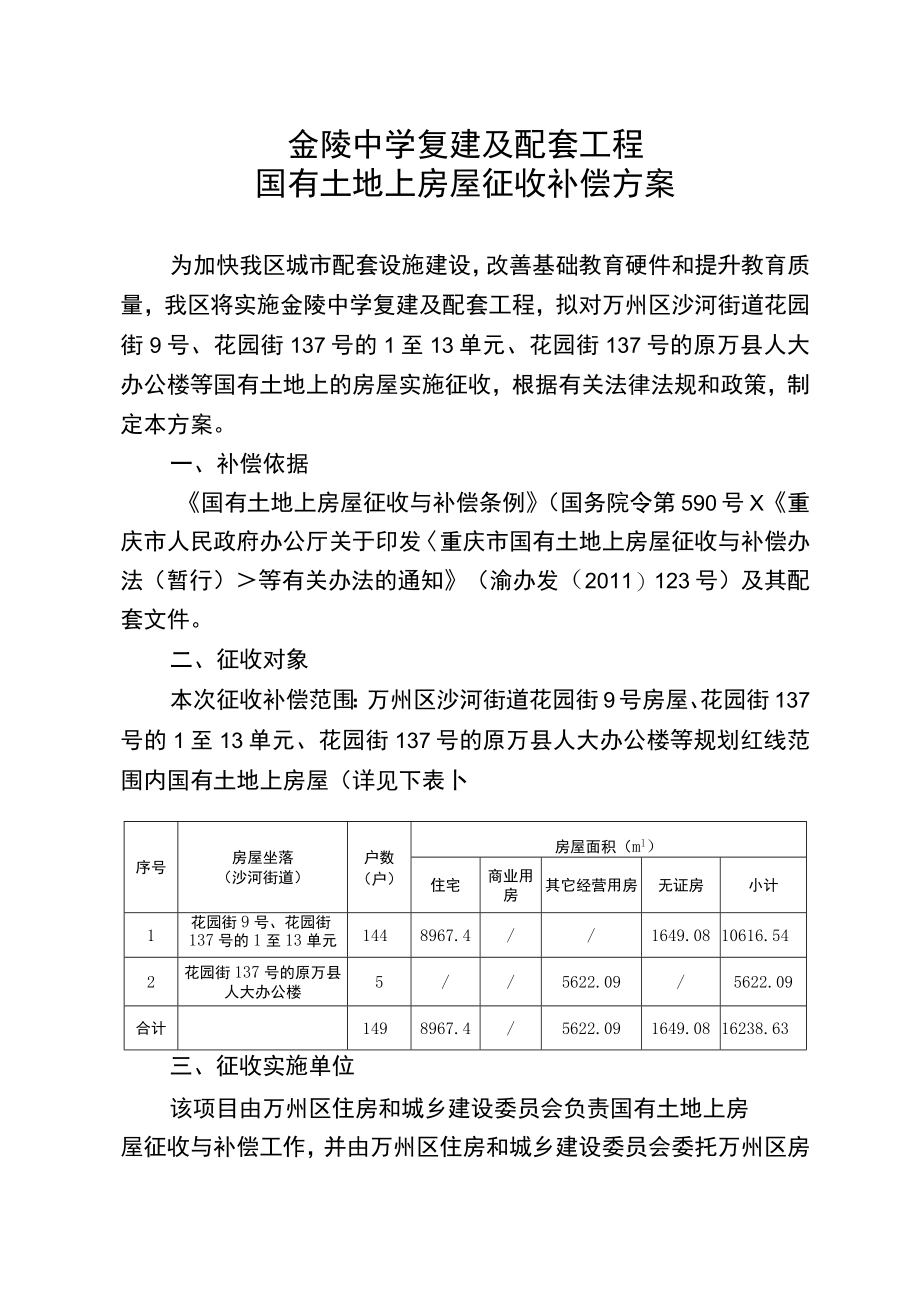 金陵中学复建及配套工程国有土地上房屋征收补偿方案.docx_第1页