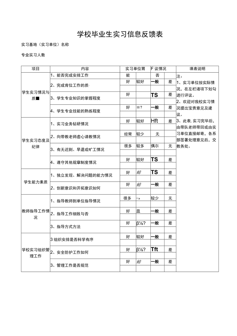 学校毕业生实习信息反馈表.docx_第1页