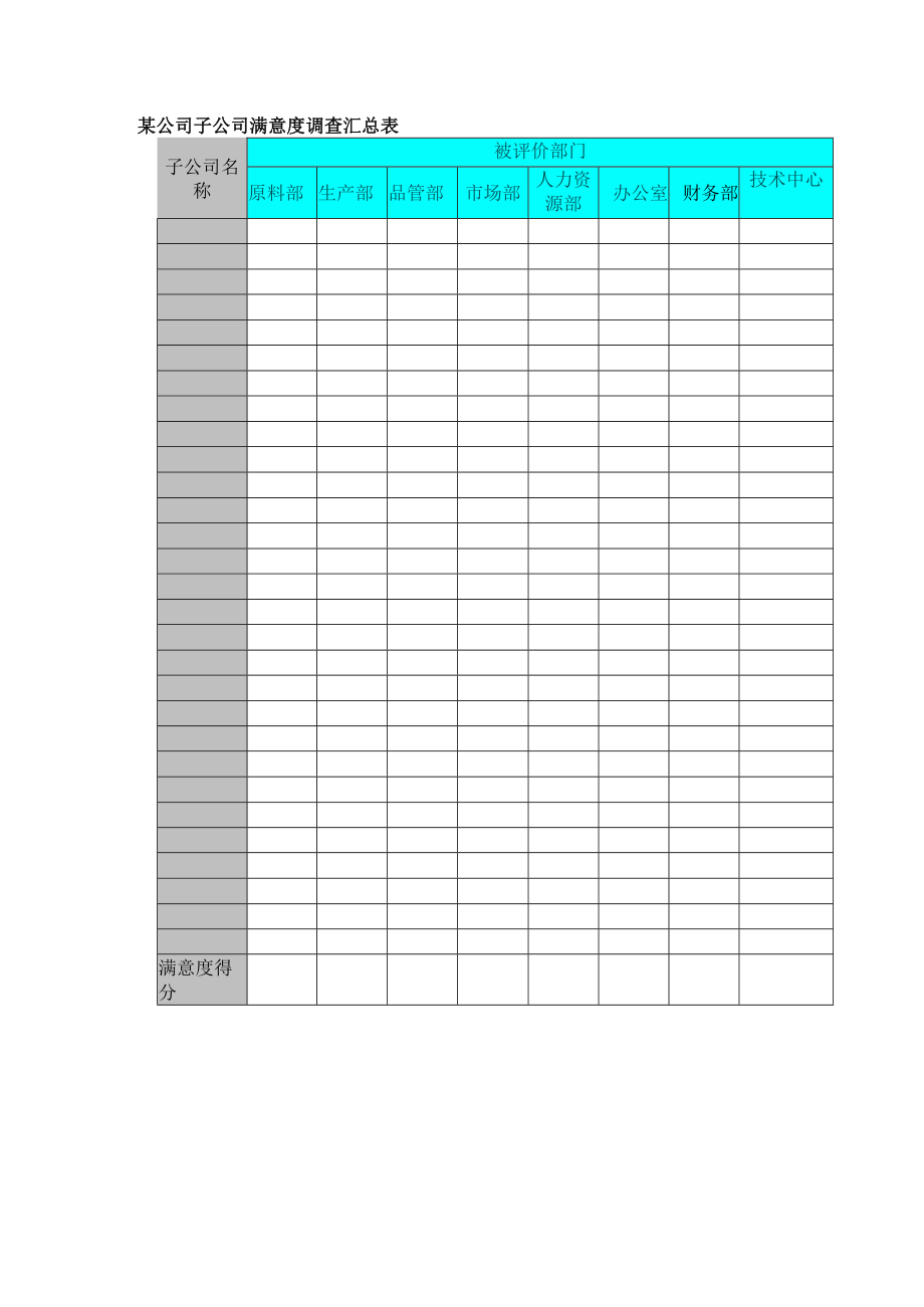 某公司子公司满意度调查汇总表.docx_第1页