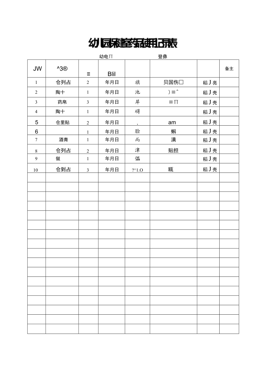 幼儿园保健室药品使用记录表.docx_第1页