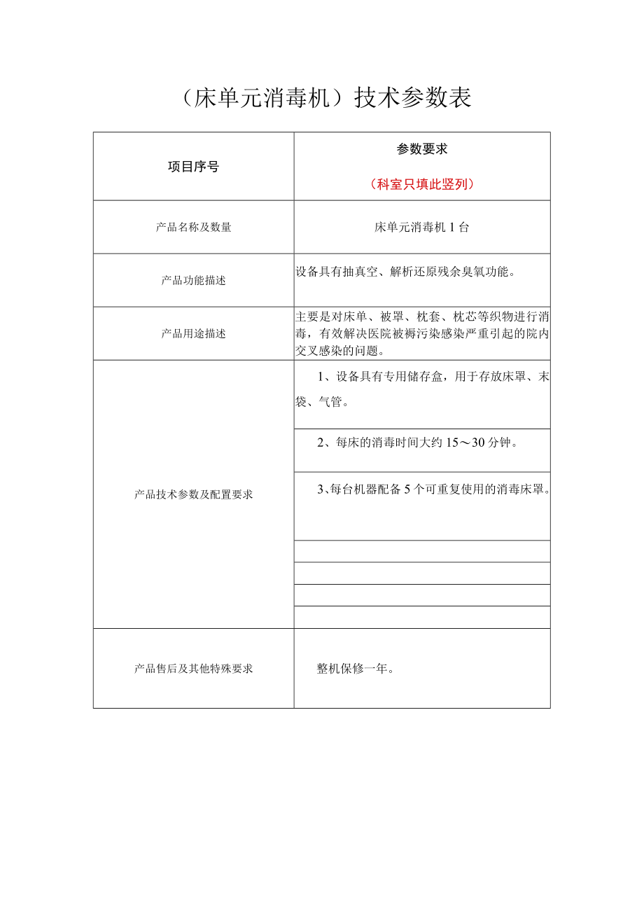 床单元消毒机技术参数表.docx_第1页