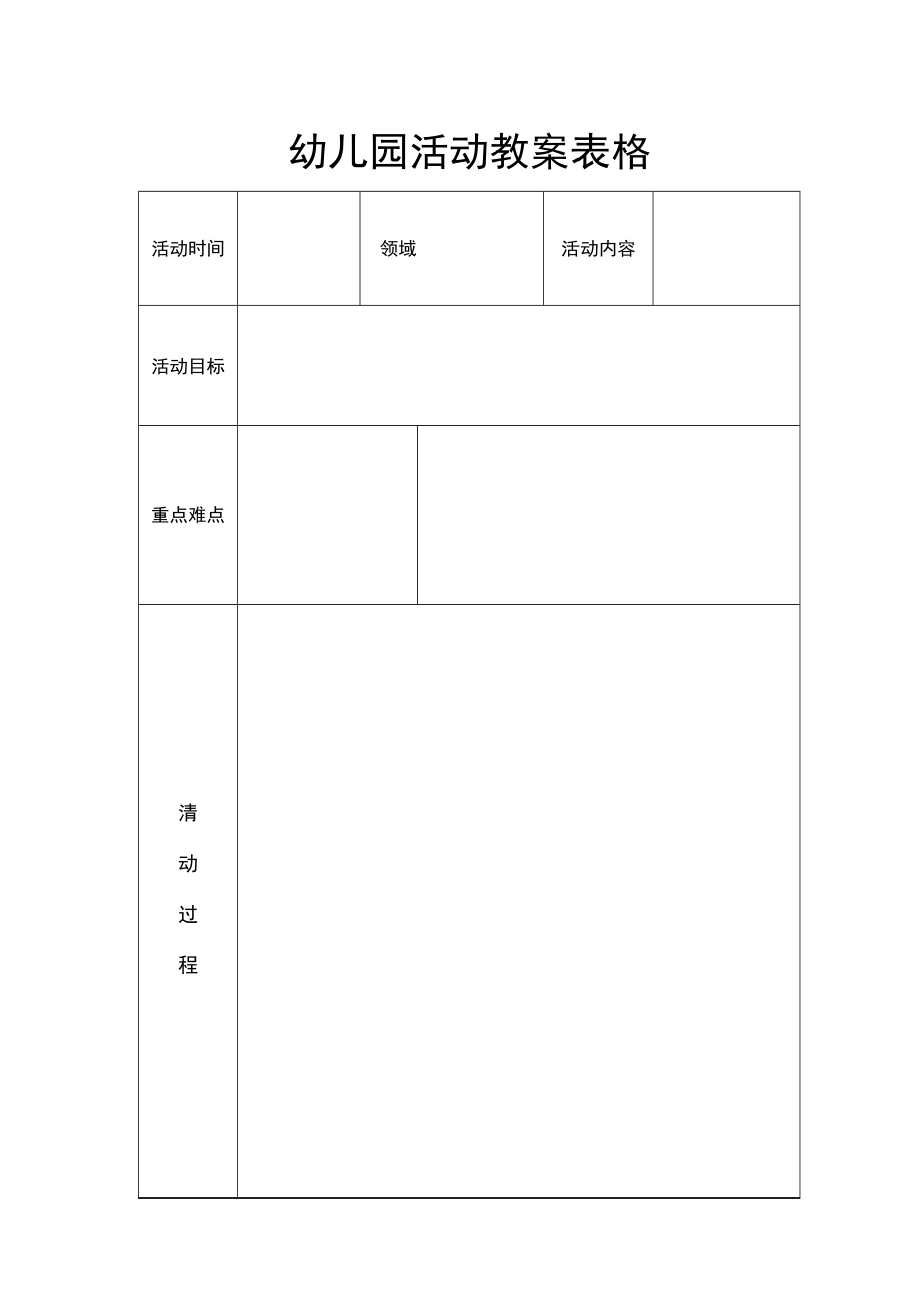 幼儿园活动教案表格.docx_第1页