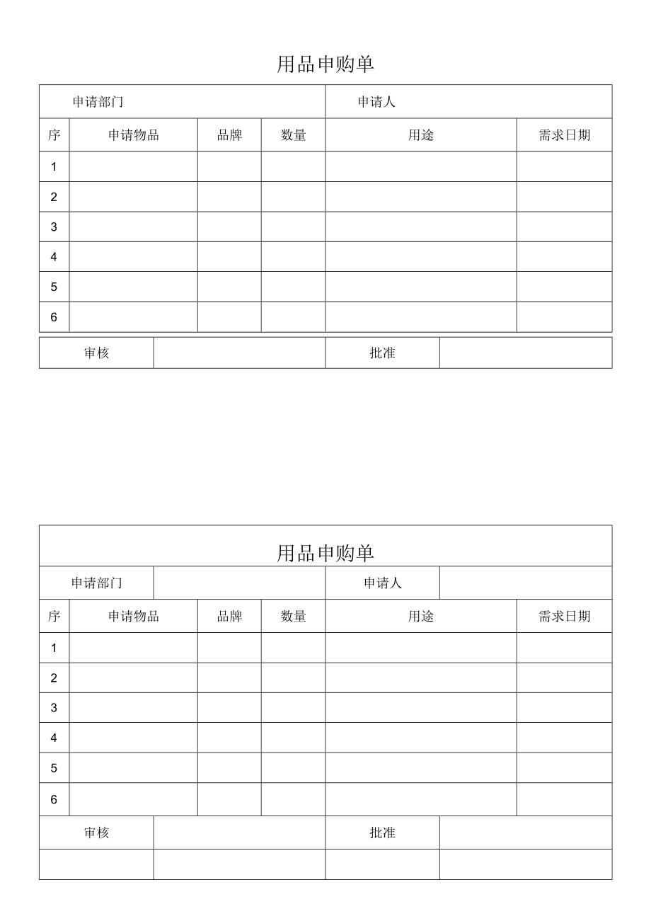 用品申购单.docx_第1页