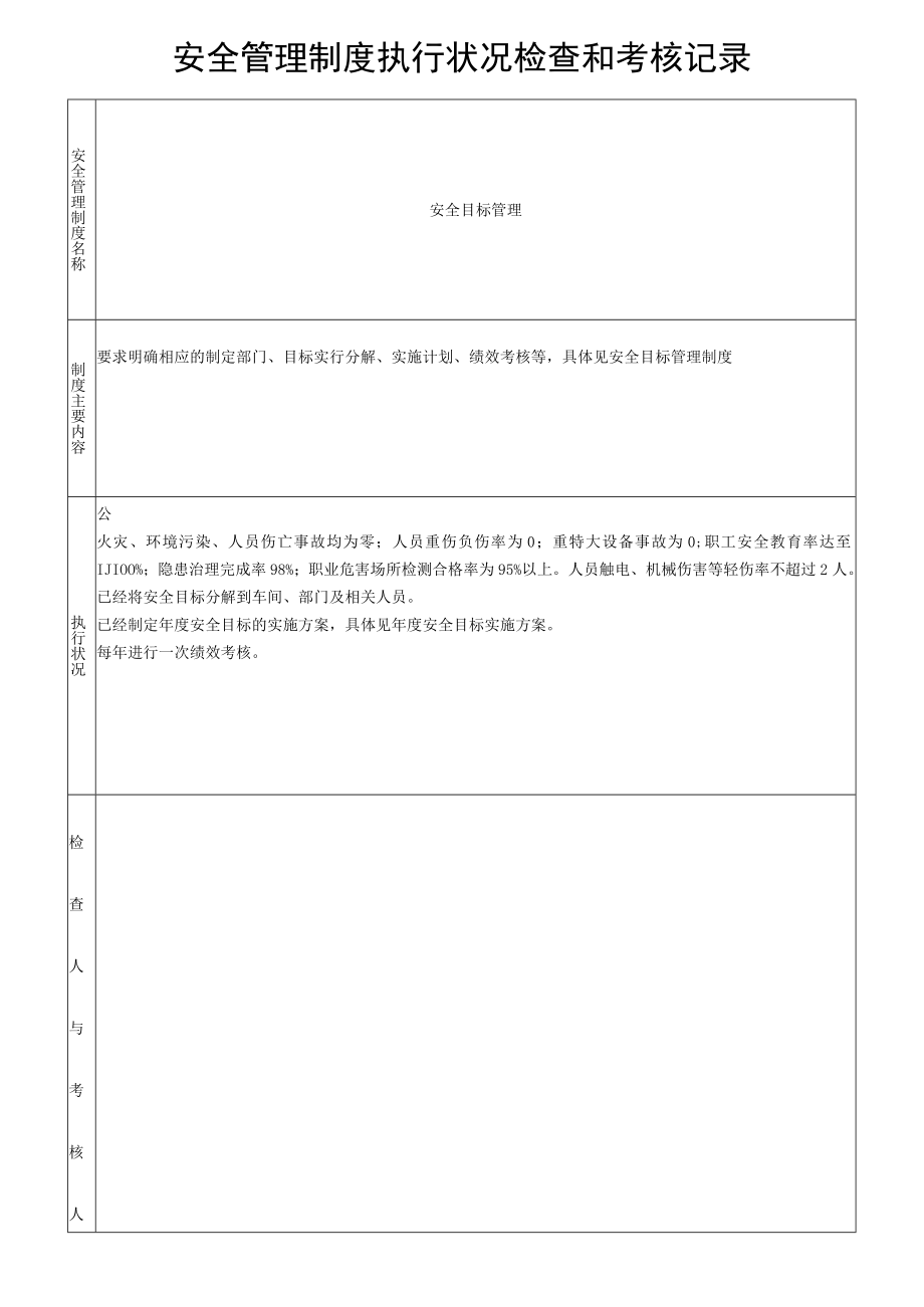 安全管理制度执行情况检查和考核记录（34页）.docx_第1页