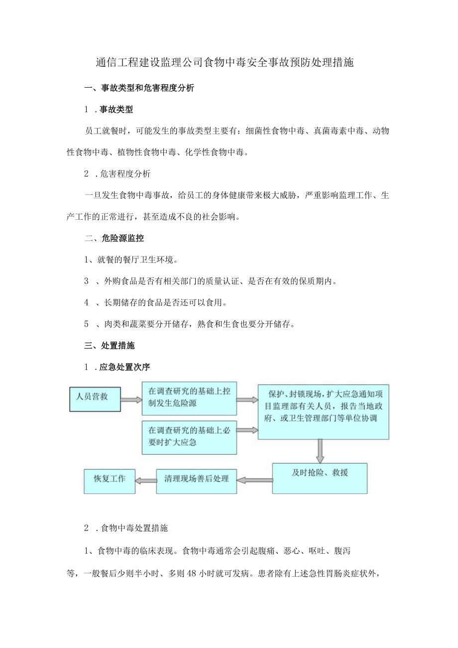 通信工程建设监理公司食物中毒安全事故预防处理措施.docx_第1页