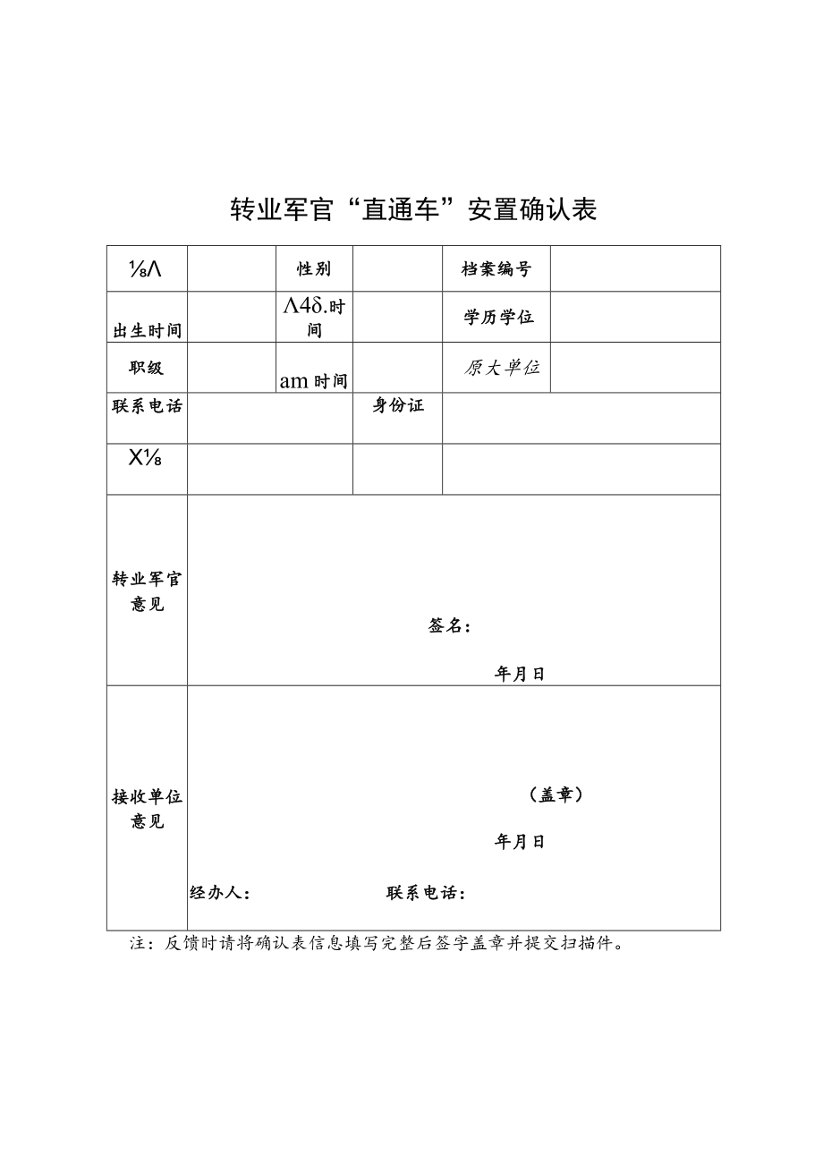 转业军官“直通车”安置确认表.docx_第1页