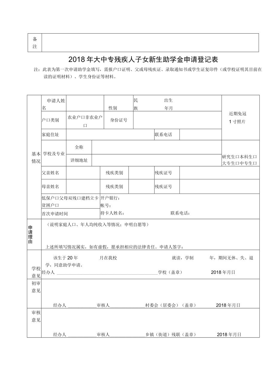 近期免冠1寸照片2018年大中专在读残疾学生助学金申请表.docx_第3页