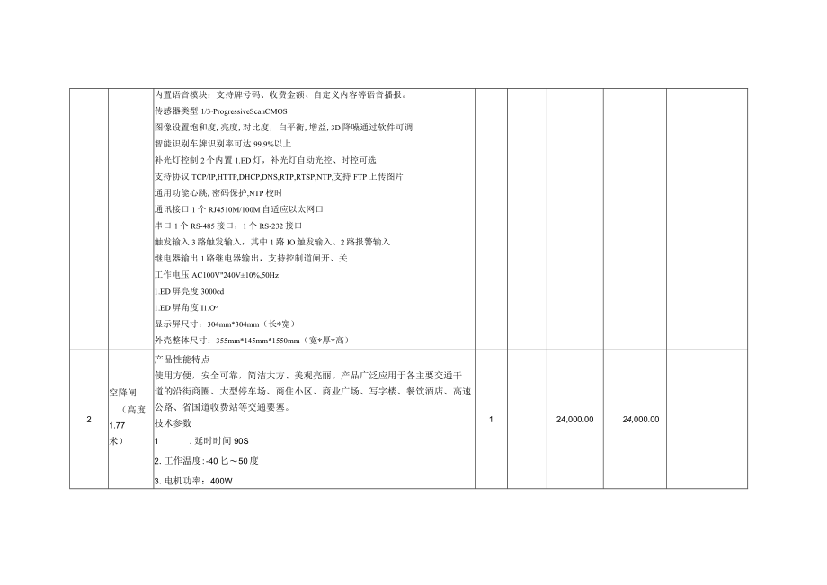 车辆段识别系统、道闸明细表.docx_第2页