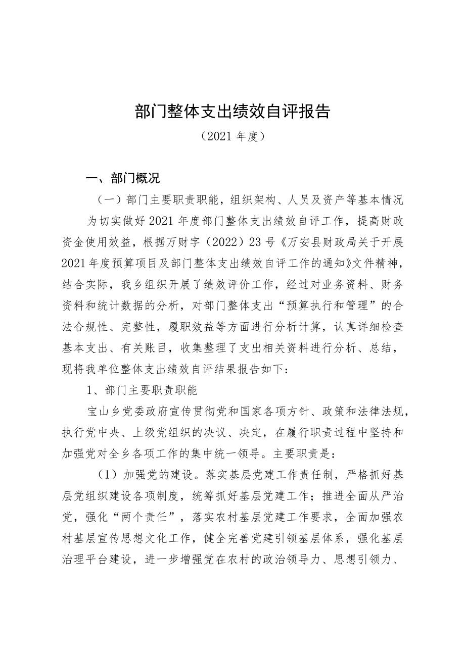 部门整体支出绩效自评报告(6).docx_第1页