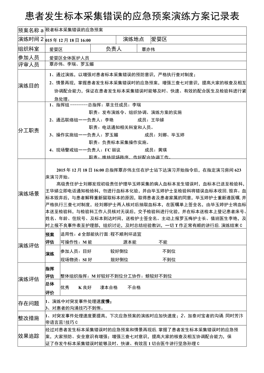 患者发生标本采集错误应急预案.docx_第1页