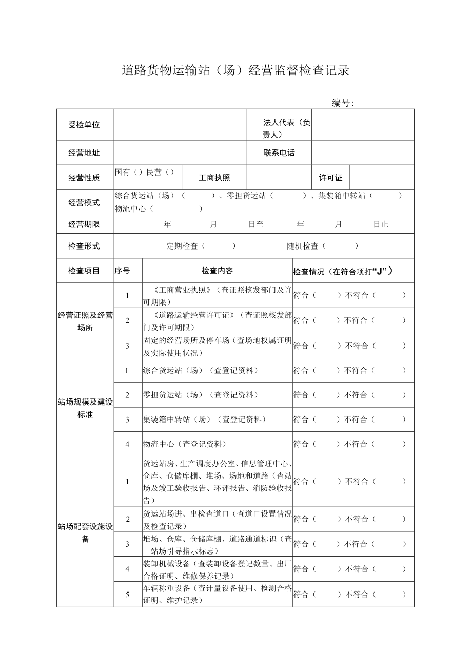 道路货物运输站场经营监督检查记录.docx_第1页