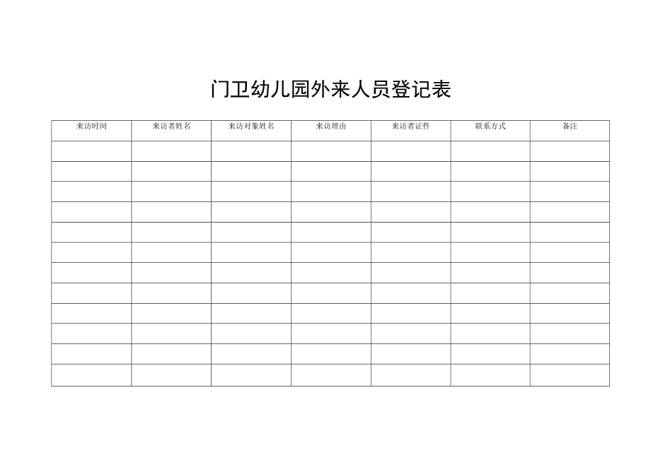 门卫幼儿园外来人员登记表.docx_第1页