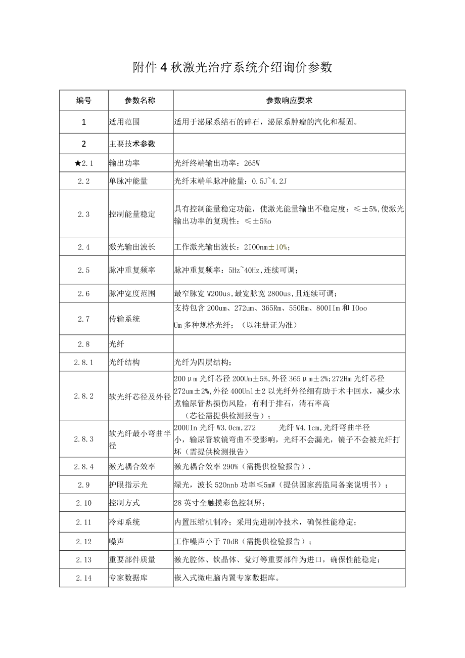 钬激光治疗系统介绍询价参数.docx_第1页