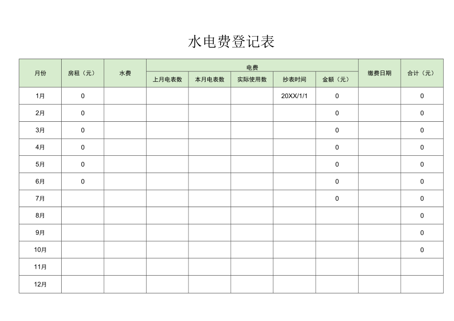 水电费登记表模板.docx_第1页