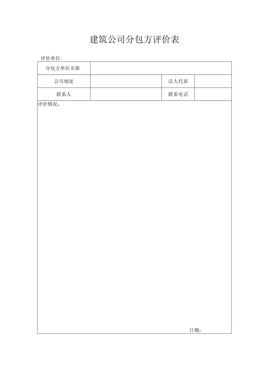 建筑公司分包方评价表.docx_第1页