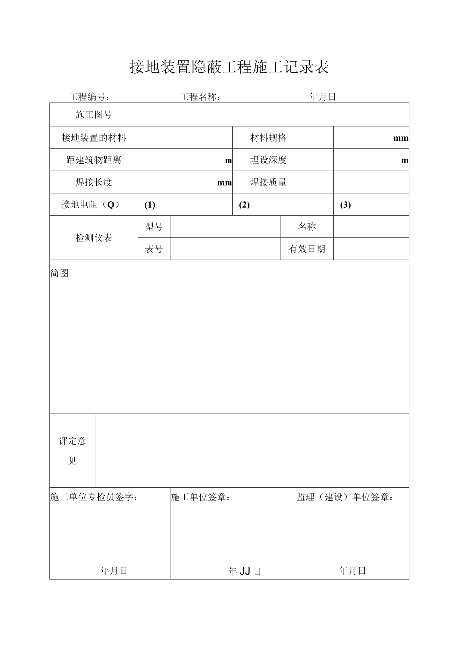 接地装置隐蔽工程施工记录表.docx_第1页