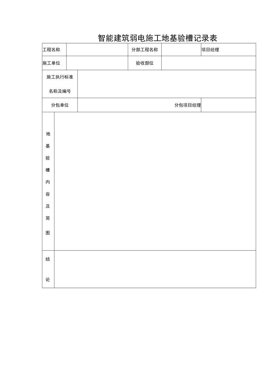 智能建筑弱电施工地基验槽记录表.docx_第1页