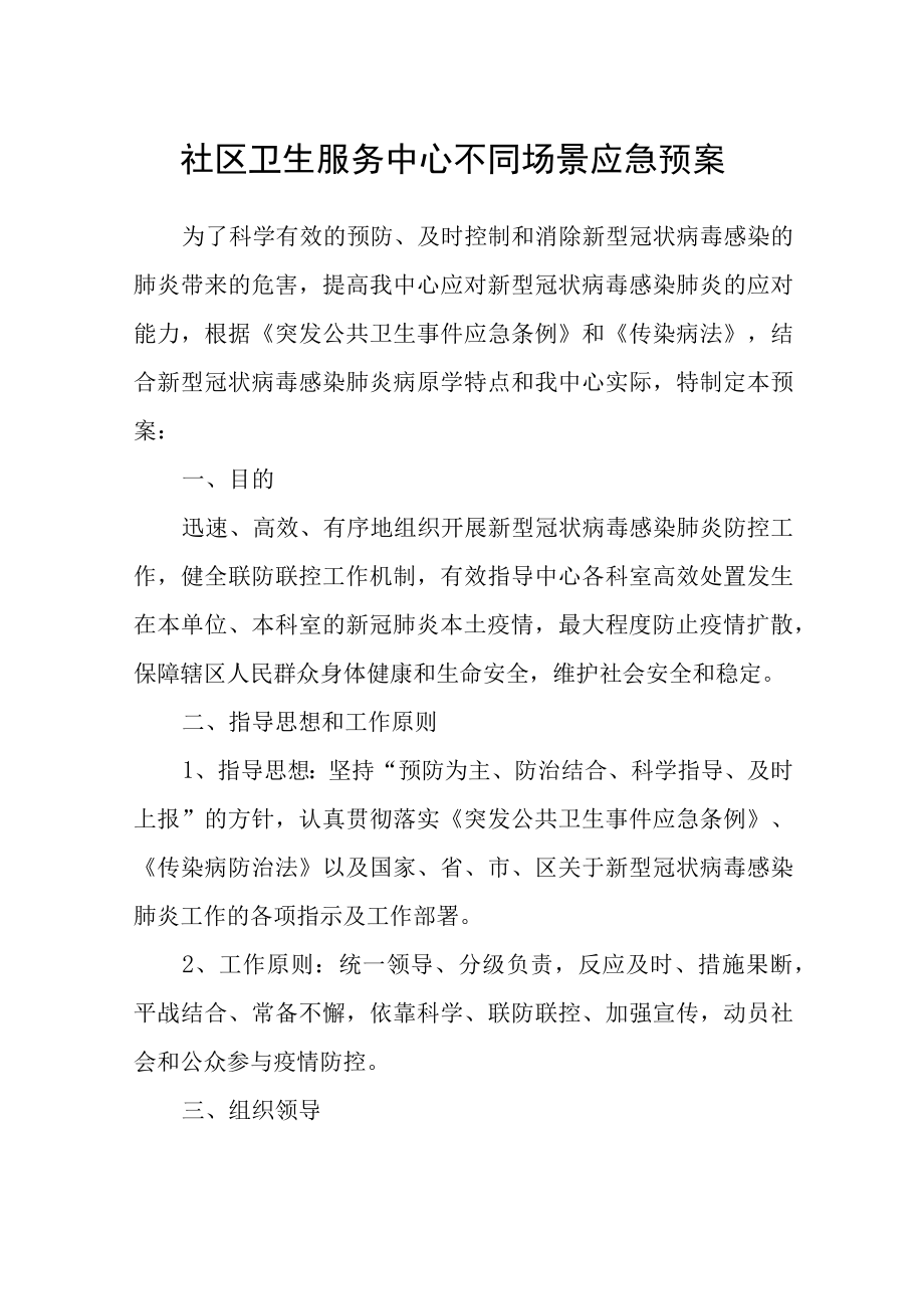 社区卫生服务中心不同场景应急预案.docx_第1页