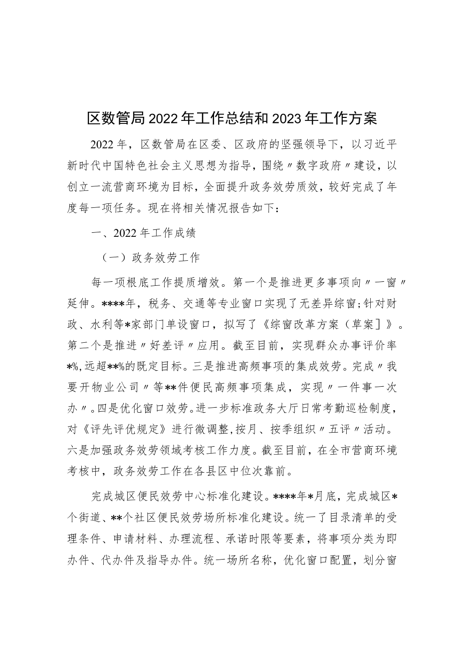 区数管局2022年工作总结和2023年工作计划.docx_第1页