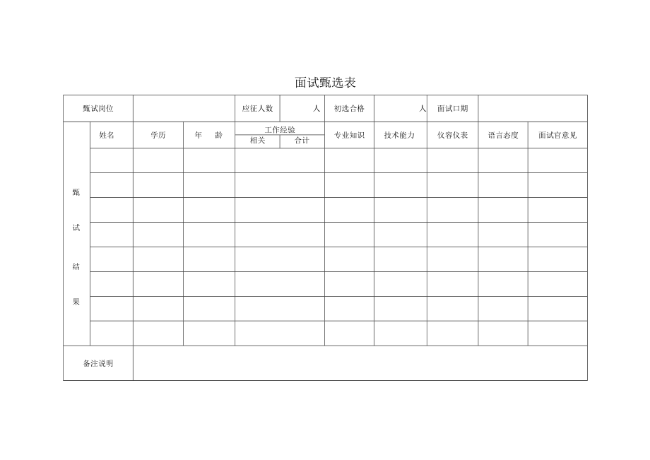 面试甄选表.docx_第1页