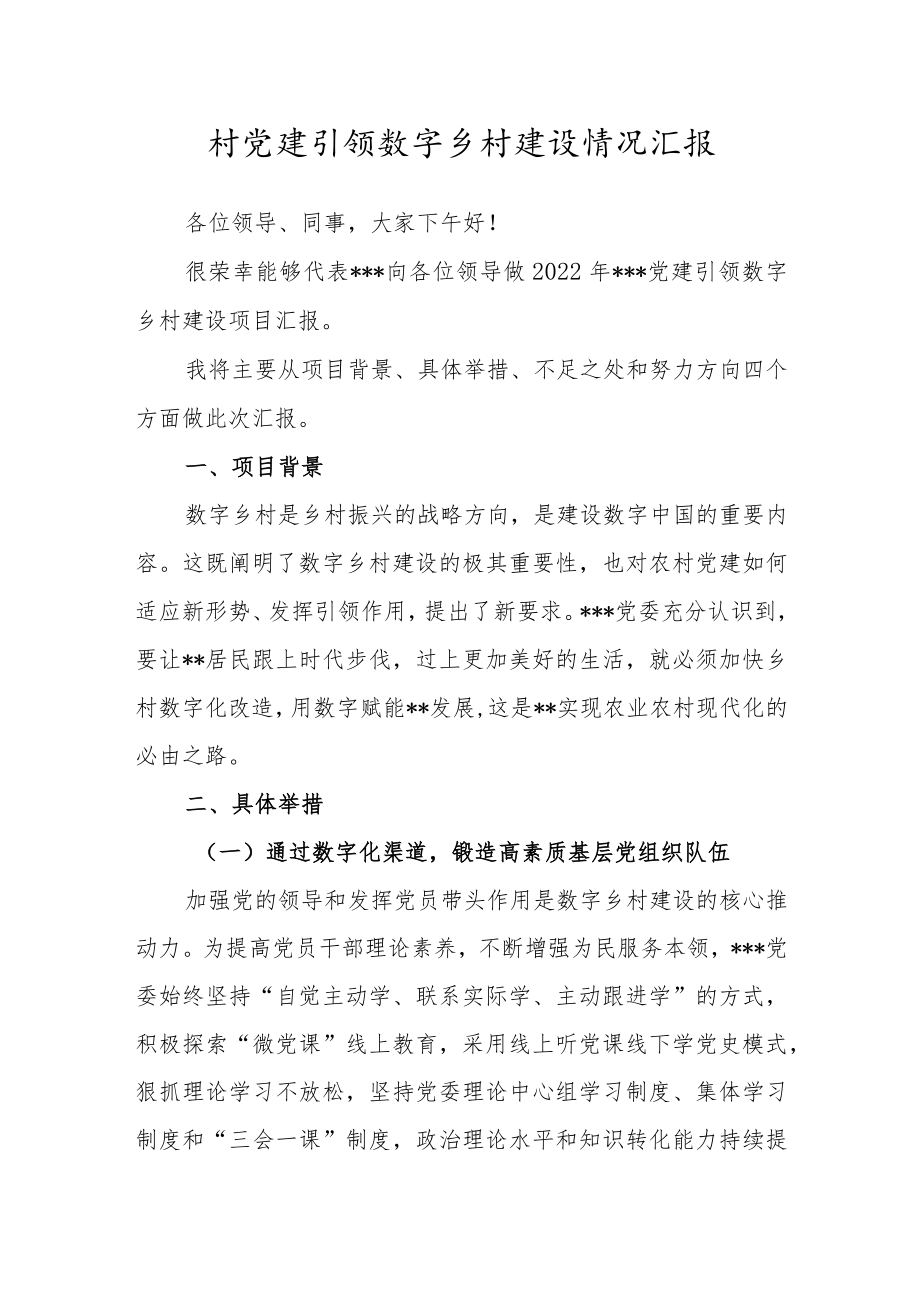 村党建引领数字乡村建设情况汇报.docx_第1页