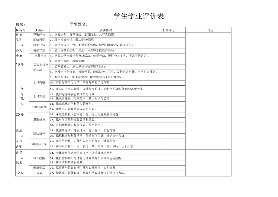 学生学业评价表.docx_第1页