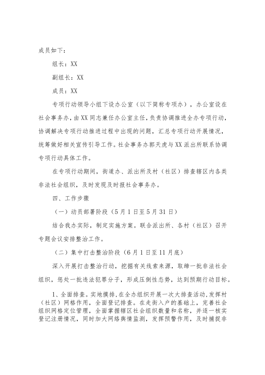 XX街道办事处打击整治非法社会组织专项行动实施方案.docx_第3页