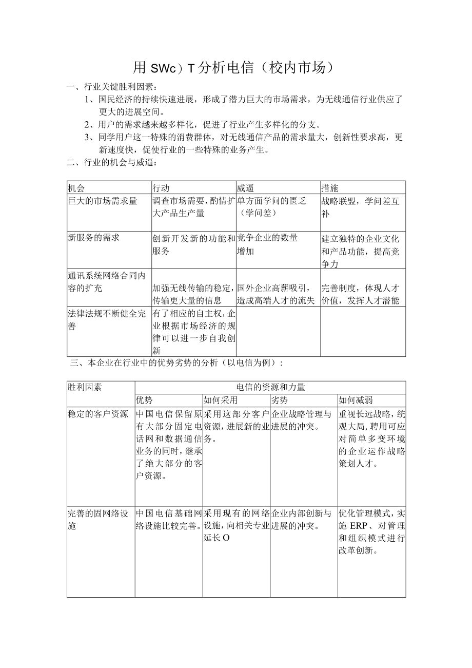 电信校园市场的SWOT分析.docx_第2页