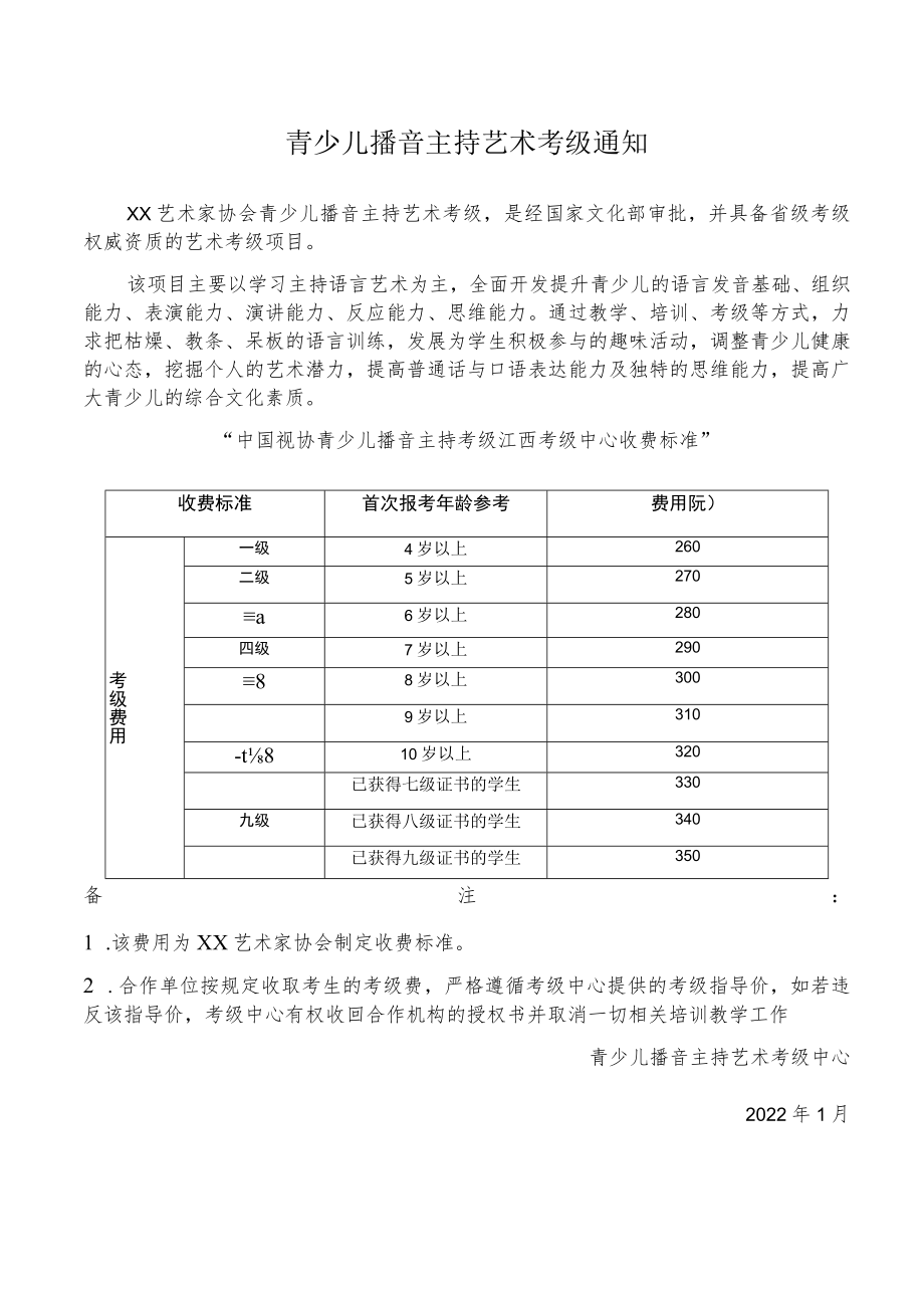 青少儿播音主持艺术考级通知.docx_第1页