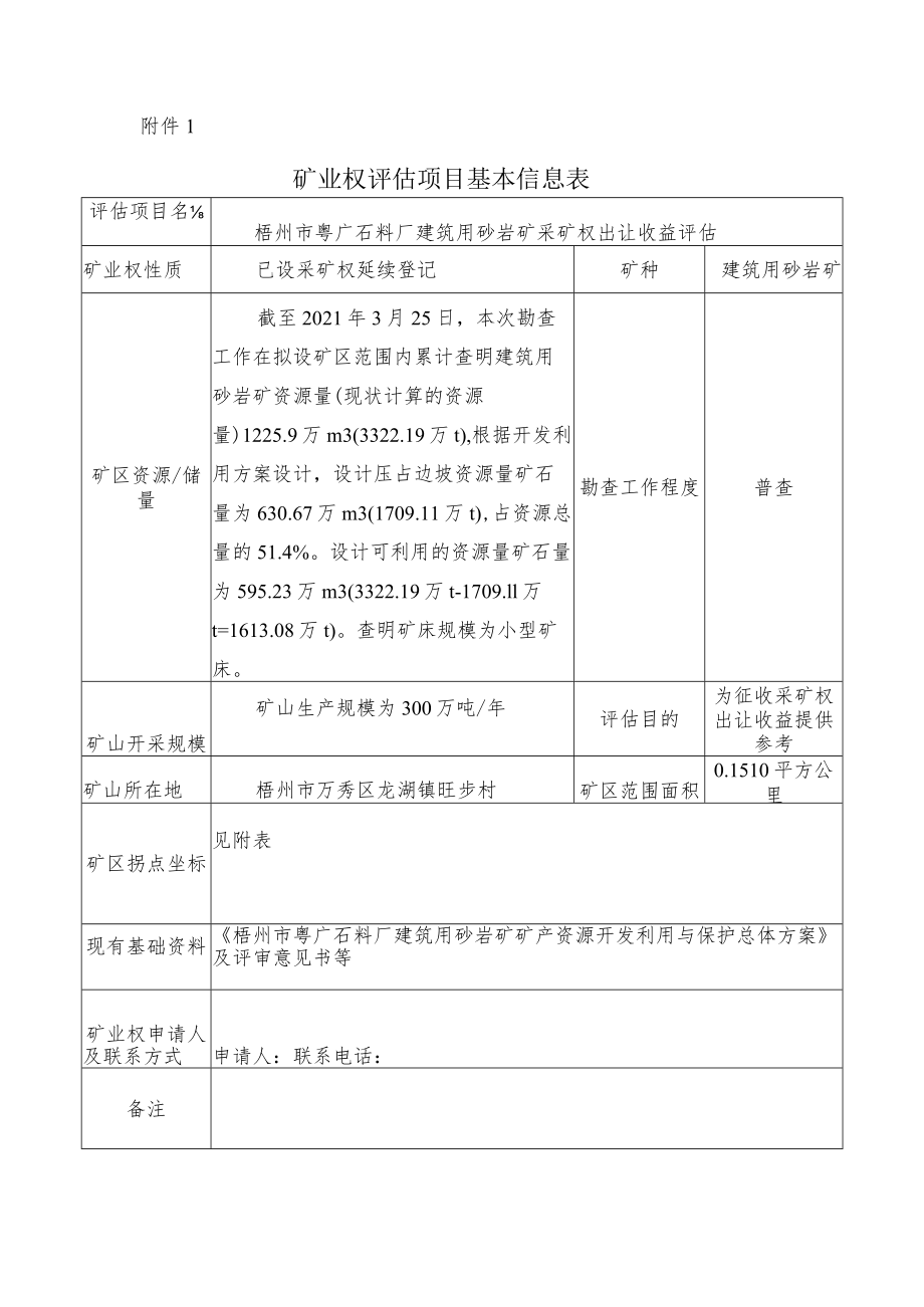 矿业权评估项目基本信息表.docx_第1页