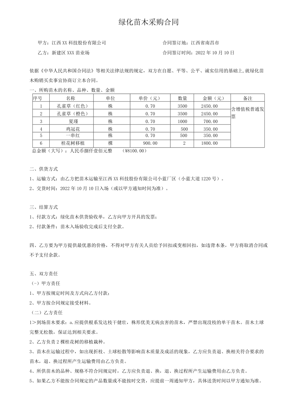 绿化苗木采购合同.docx_第1页