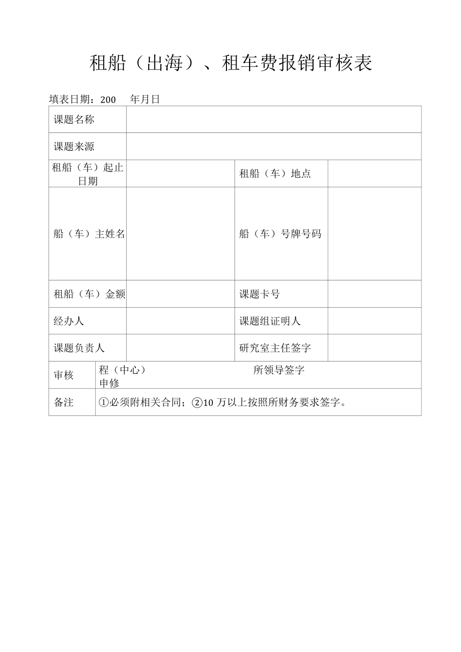 租船（出海）、租车费报销审核表.docx_第1页