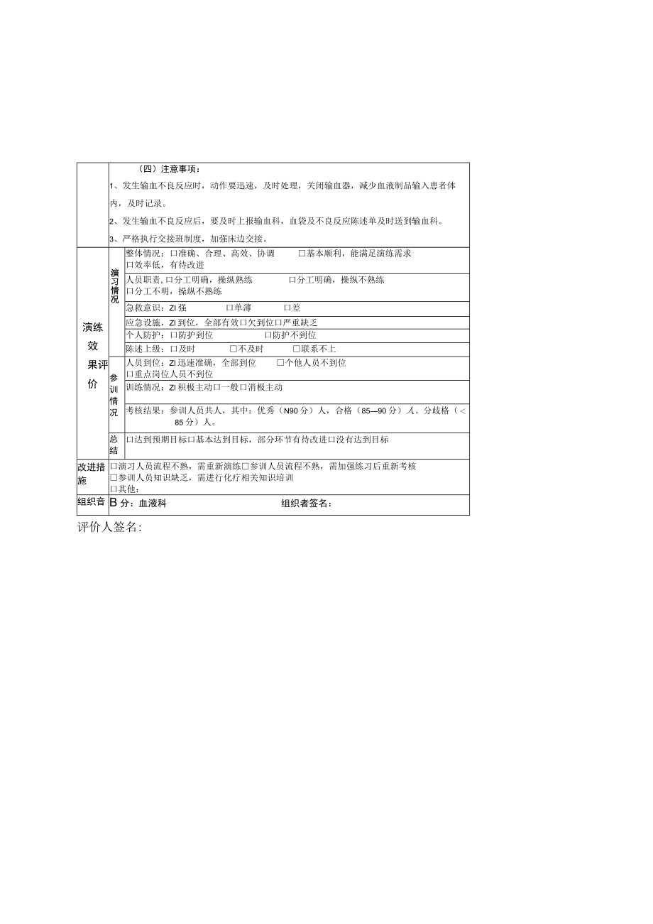 输血不良反应应急预案演练记录.docx_第3页