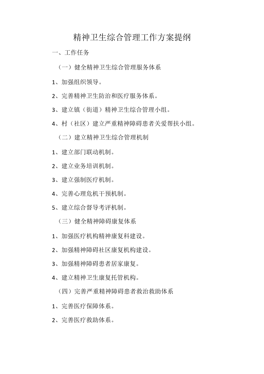 精神卫生综合管理工作方案提纲.docx_第1页