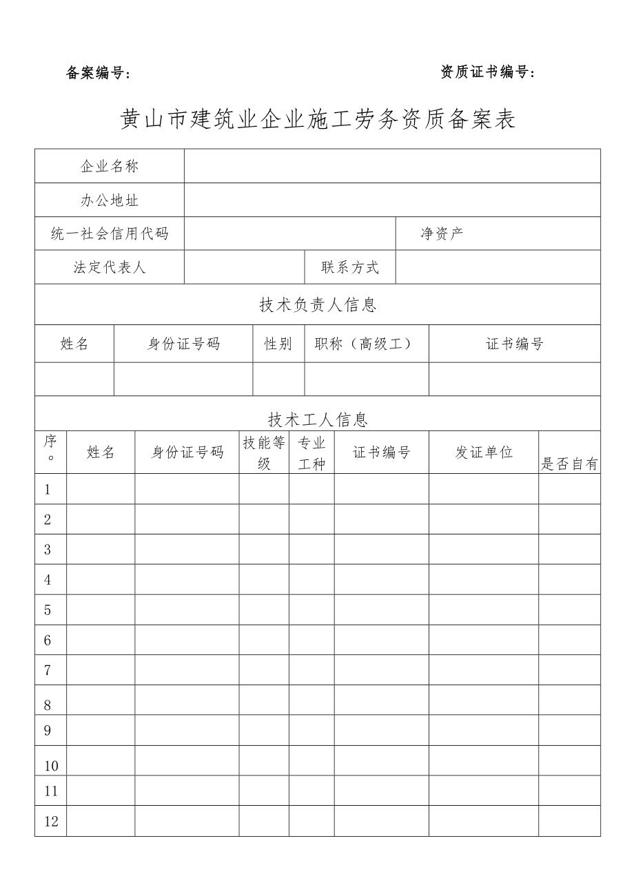 黄山市建筑企业施工劳务资质备案表.docx_第1页