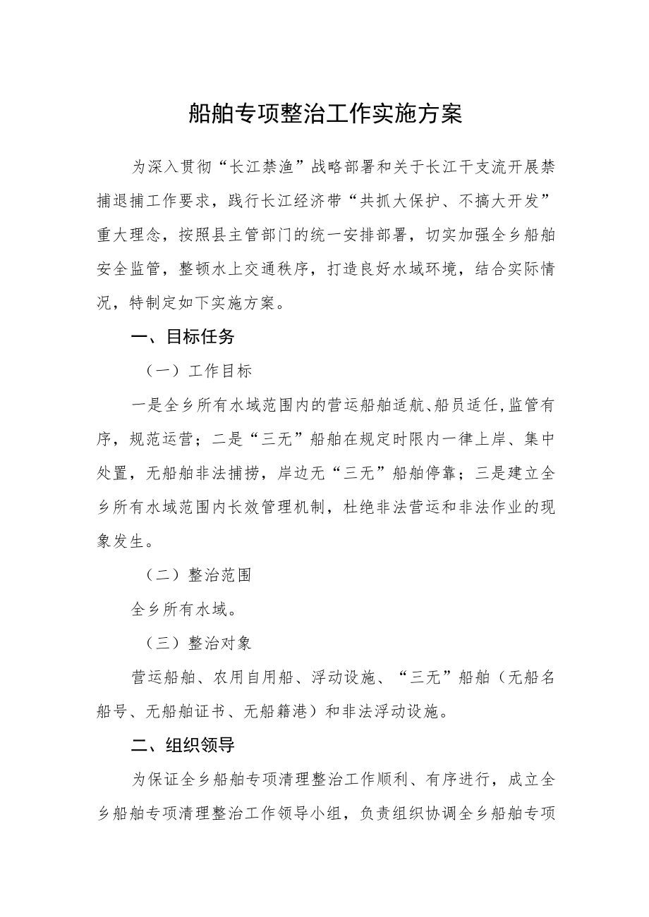 船舶专项整治工作实施方案.docx_第1页