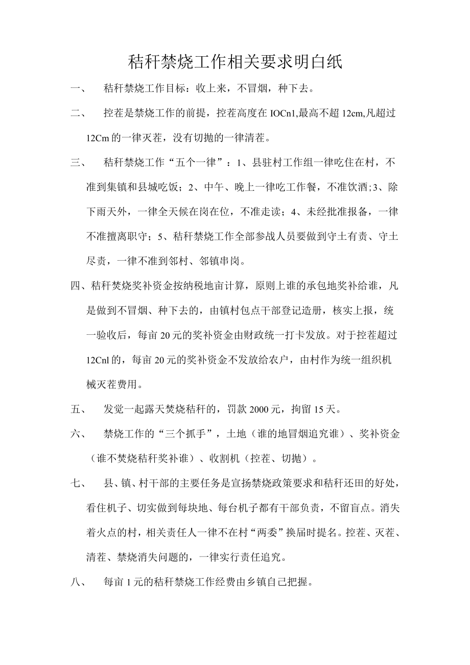 秸秆禁烧工作相关要求明白纸.docx_第1页