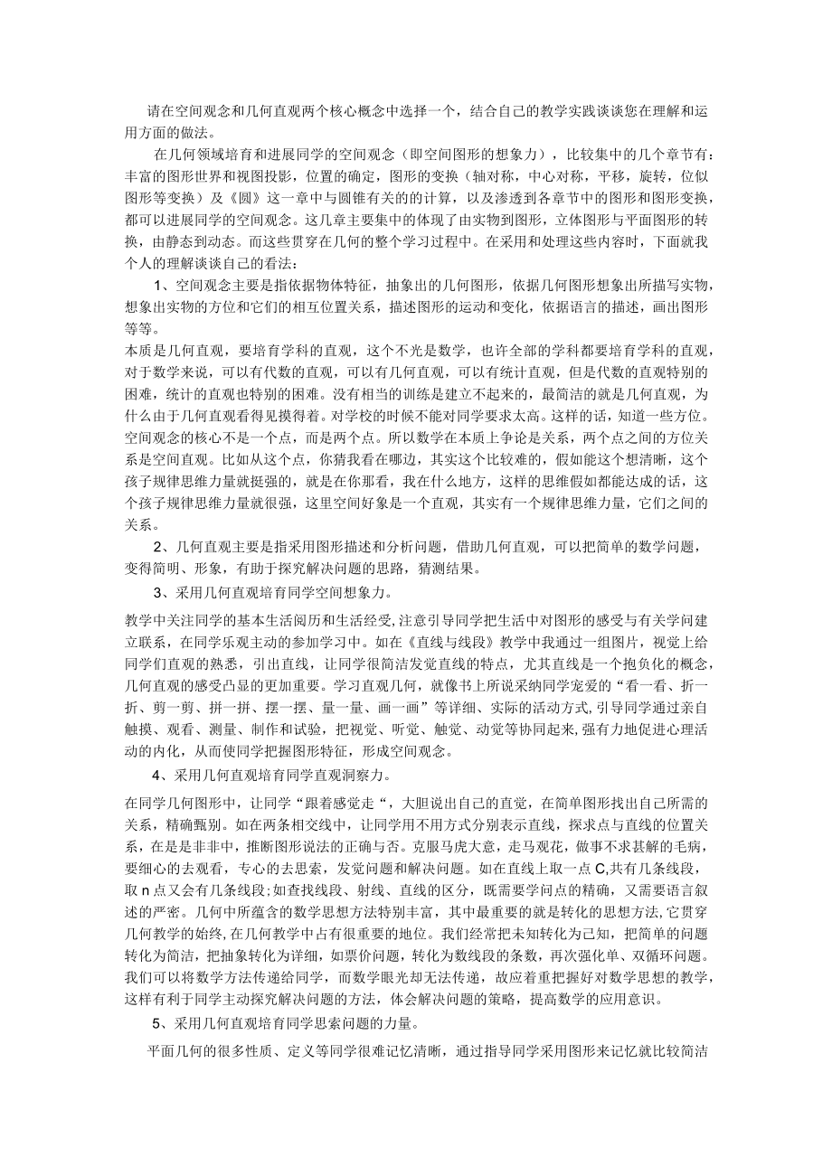 空间观念和几何直观理解和运用方面的做法.docx_第1页