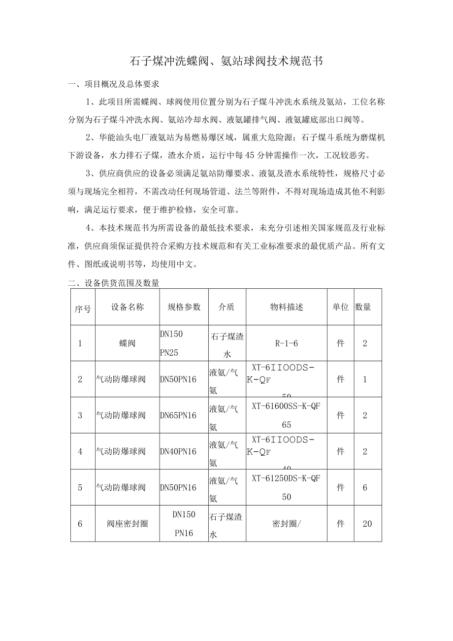 华能广东能源开发有限公司汕头电厂脱硫环保部蝶阀、球阀技术规范书.docx_第2页