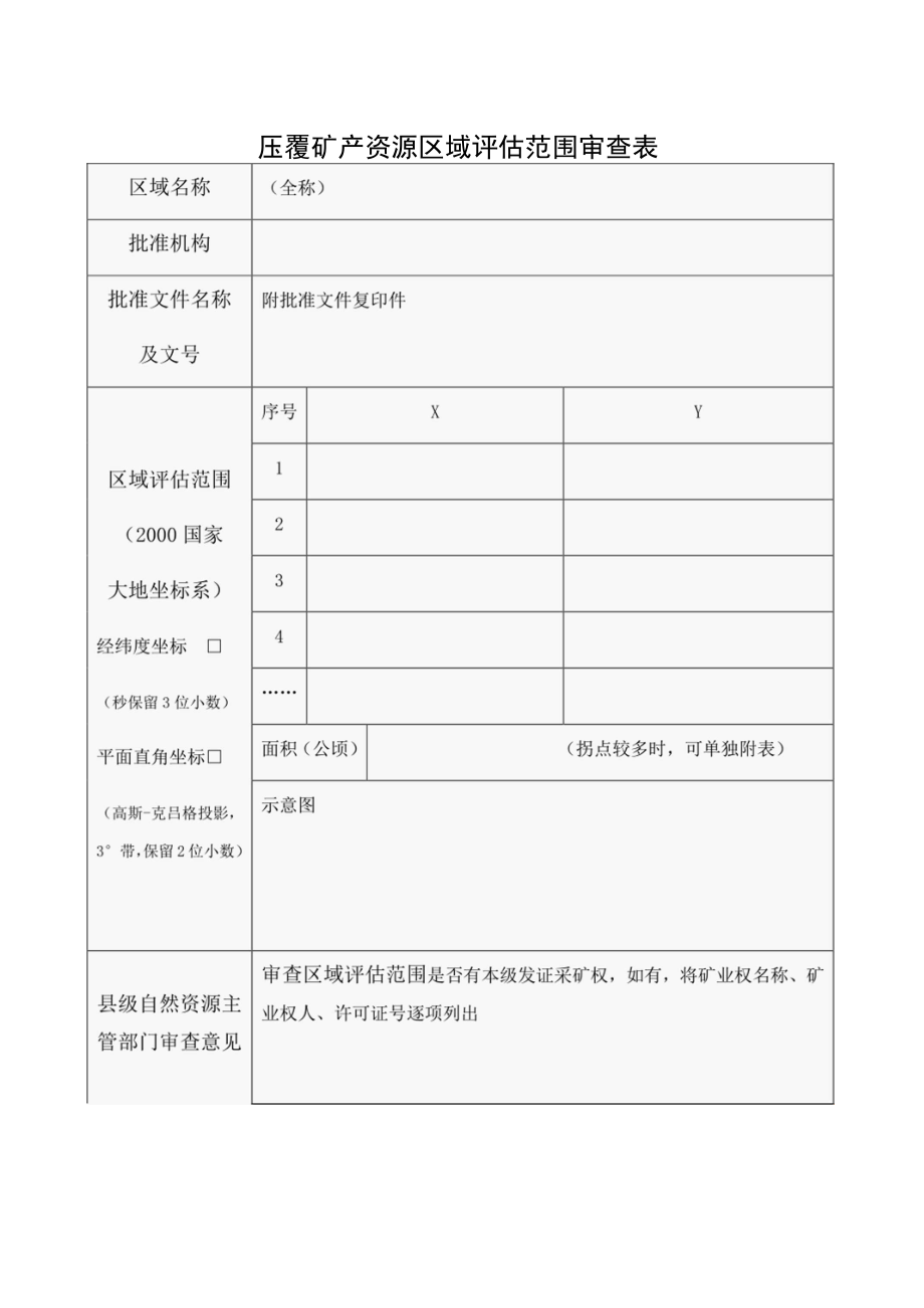 压覆矿产资源区域评估范围审查表.docx_第1页