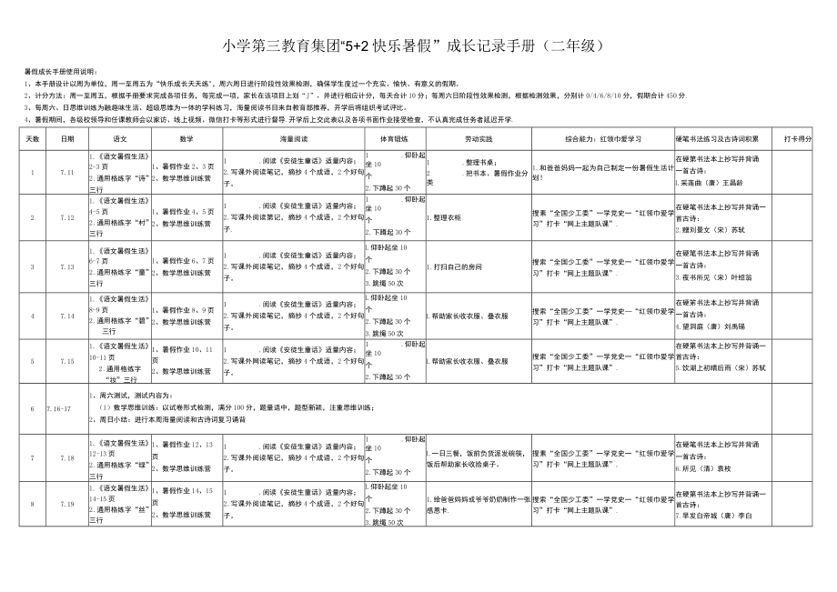 小学教育集团二年级暑假作业清单.docx_第1页