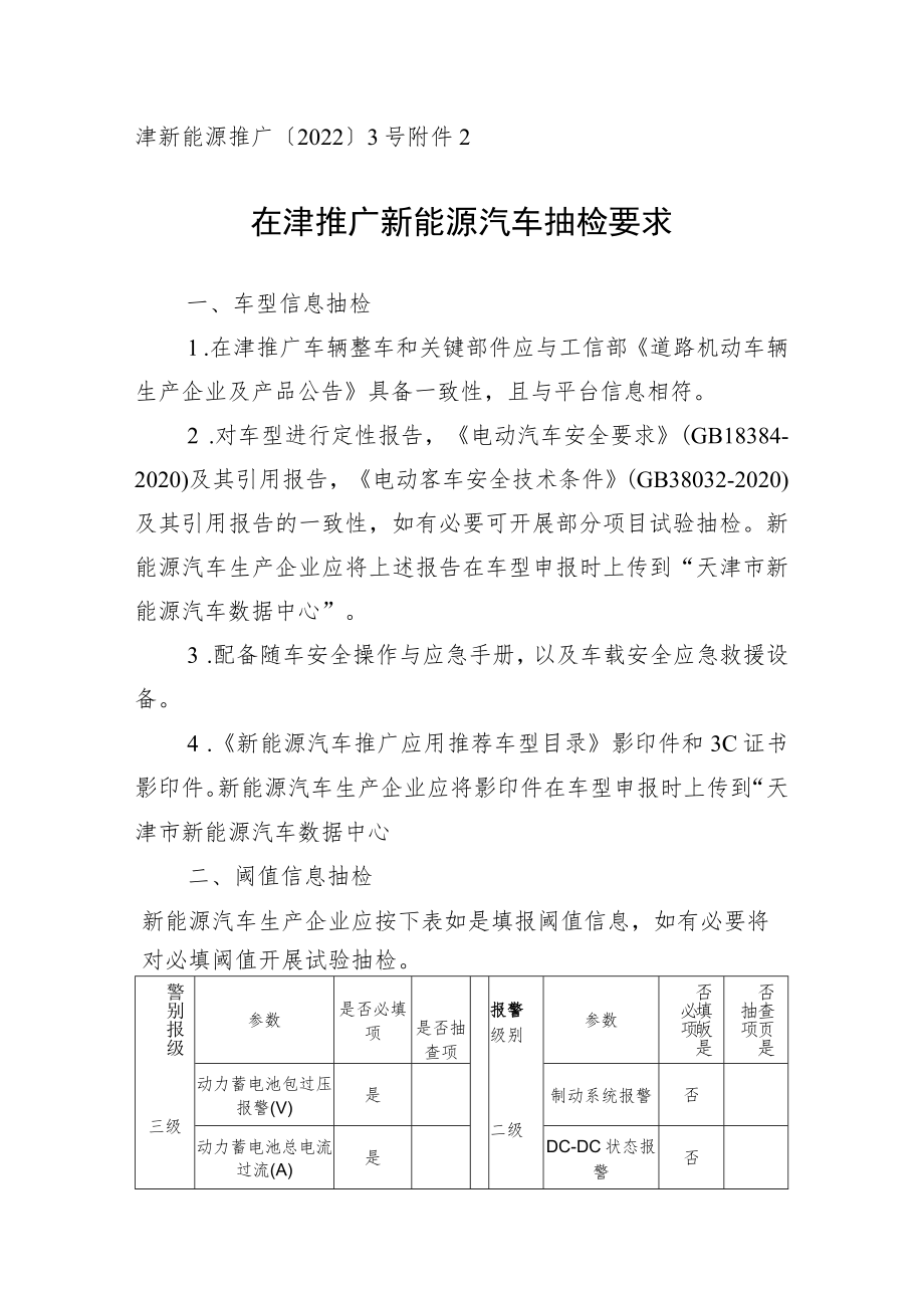 在津推广新能源汽车抽检要求.docx_第1页