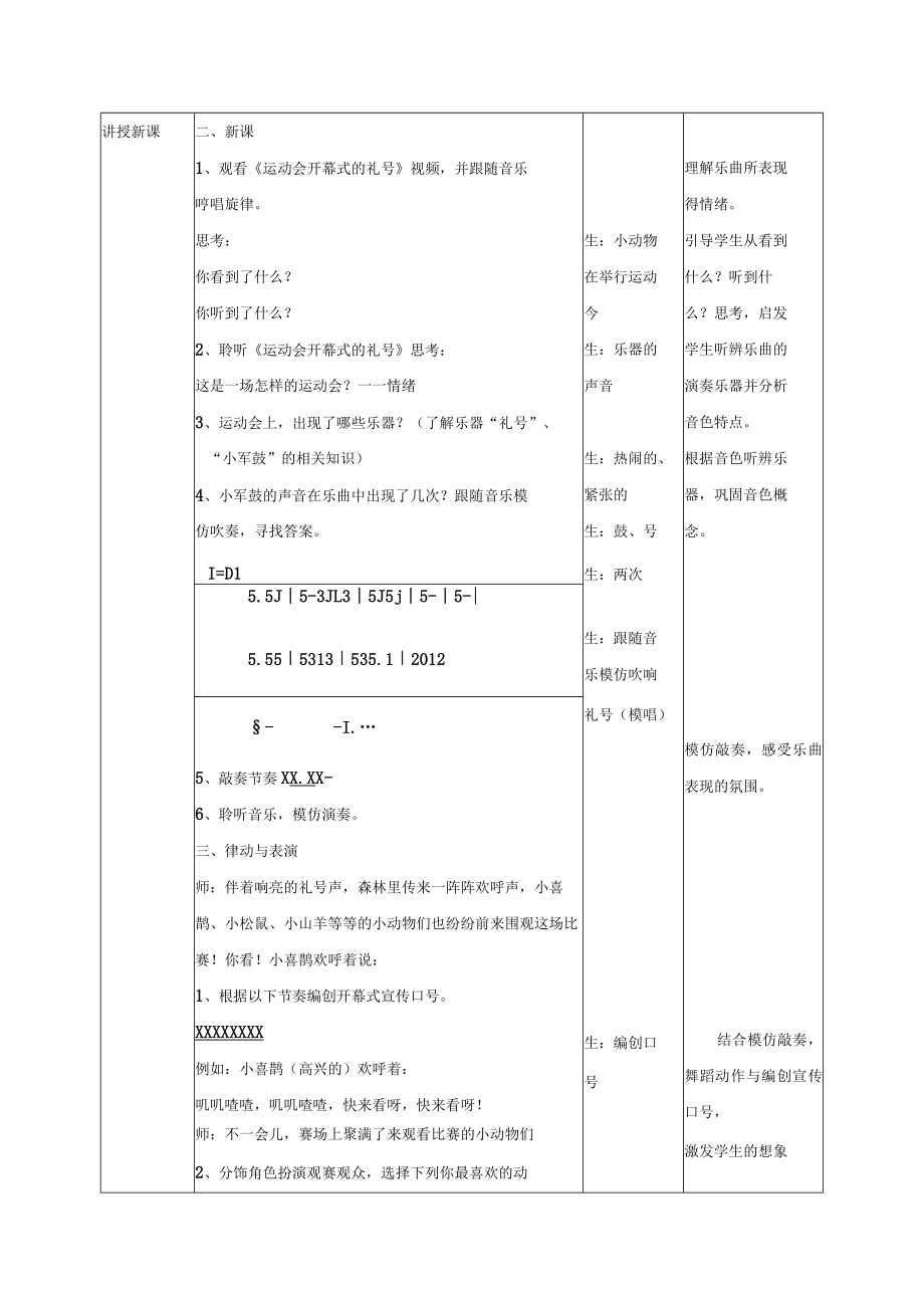 小学音乐 花城版 二年级下册 儿童歌舞剧 龟兔赛跑《运动会开幕式的礼号》 教案设计.docx_第2页