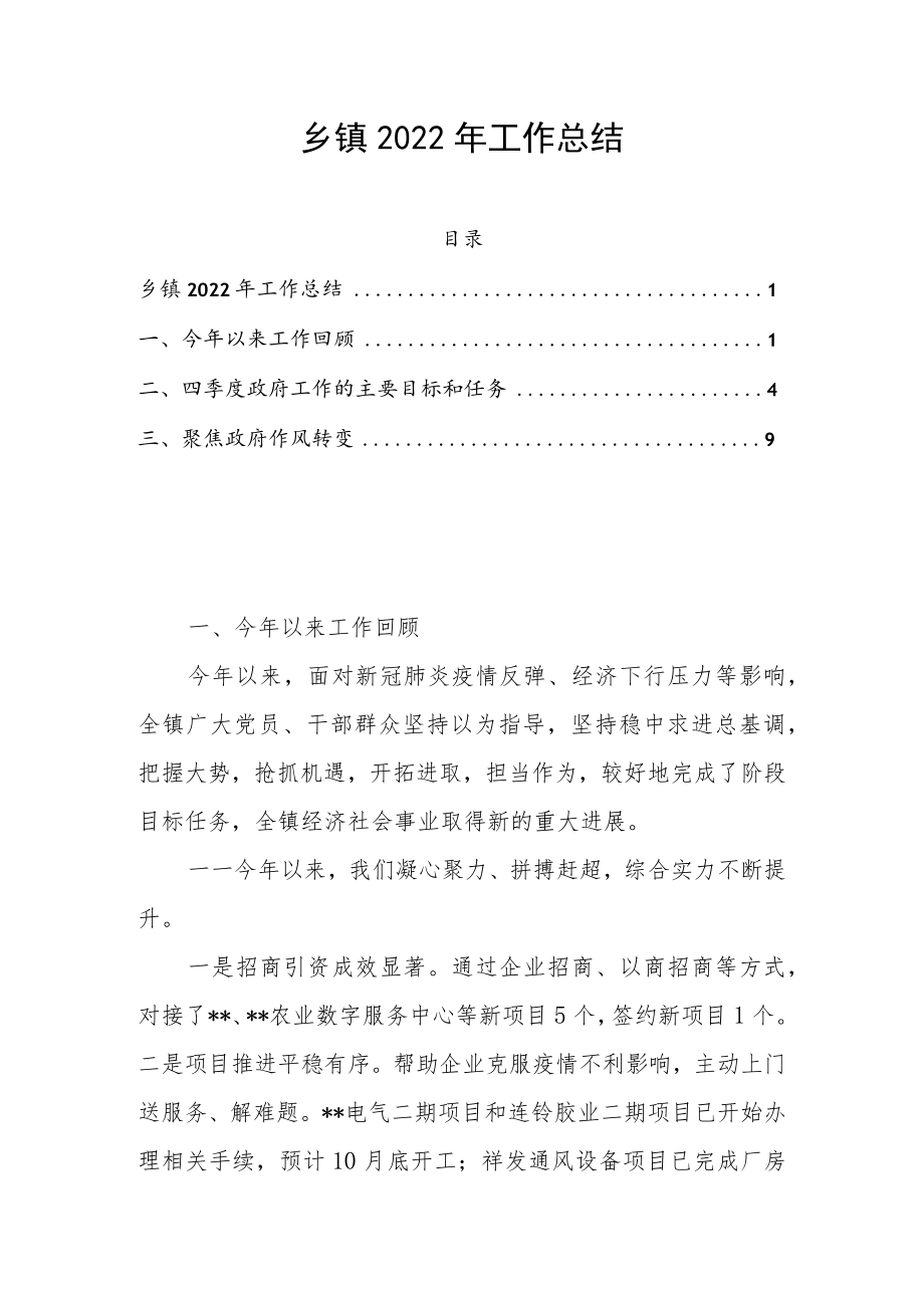 乡镇2022年工作总结.docx_第1页