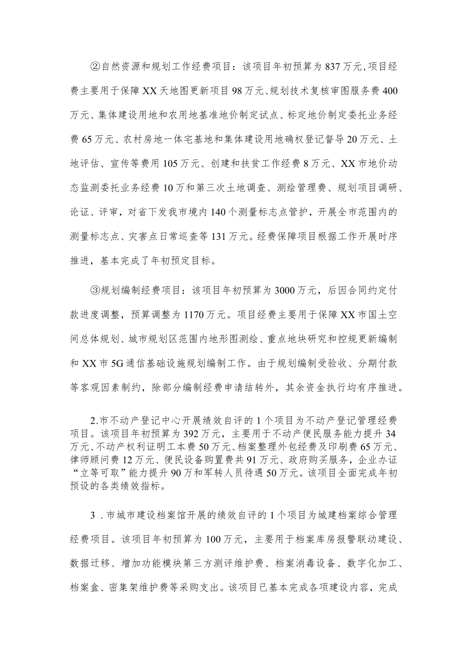 xx市自然资源和规划局20xx年部门整体支出绩效自评报告.docx_第2页