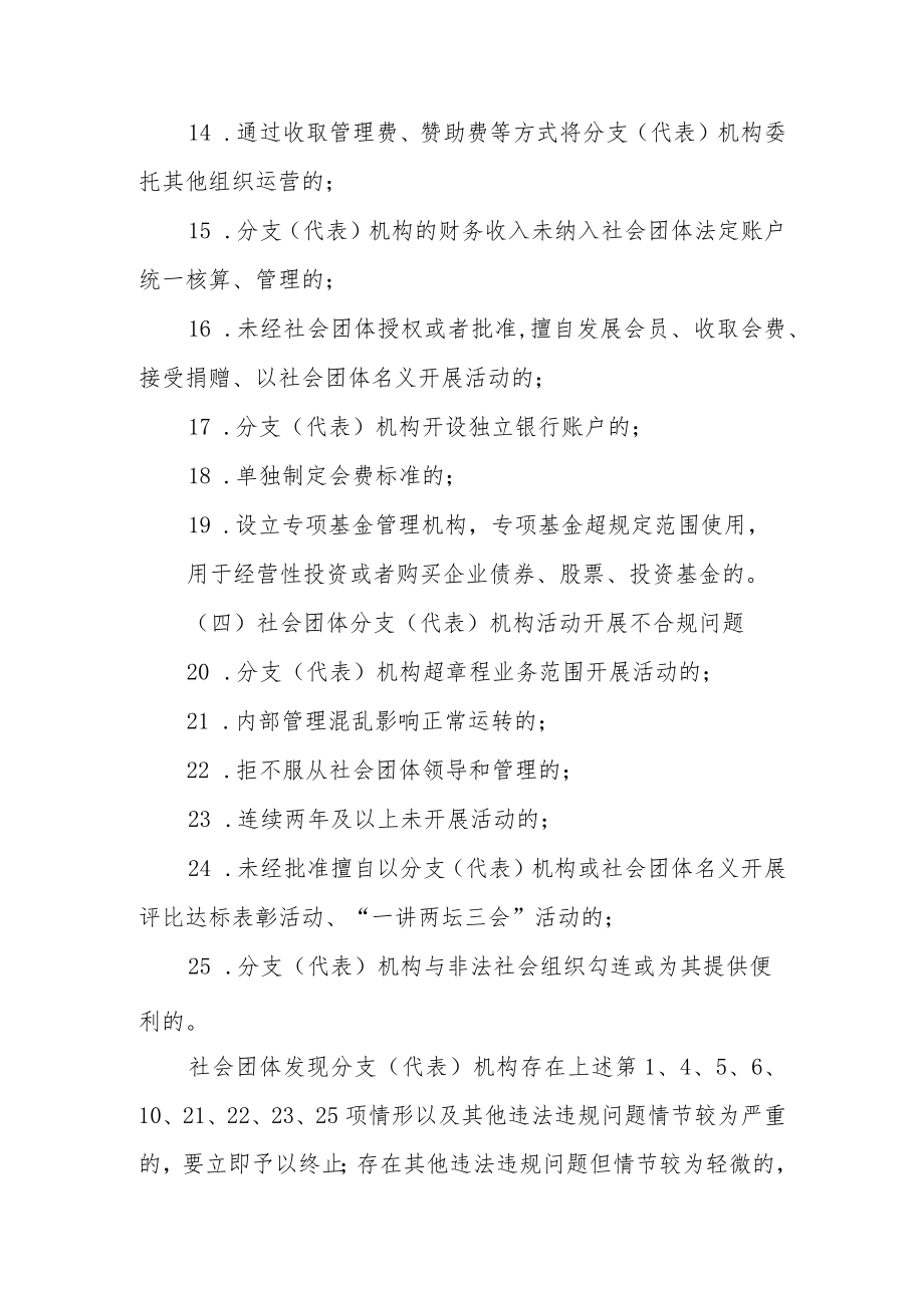 XX县关于开展社会团体分支(代表)机构专项整治行动实施方案.docx_第3页