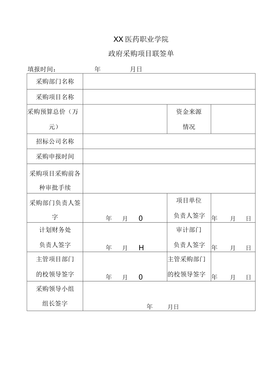 XX医药职业学院政府采购项目联签单.docx_第1页