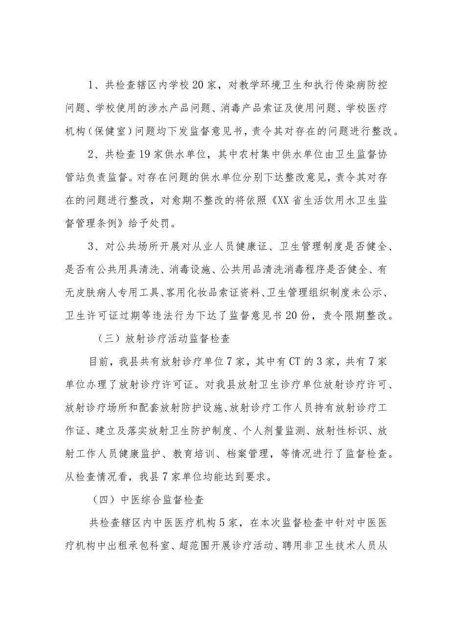 2020年XX县卫生计生综合监督执法局行业乱象专项整治总结.docx_第2页