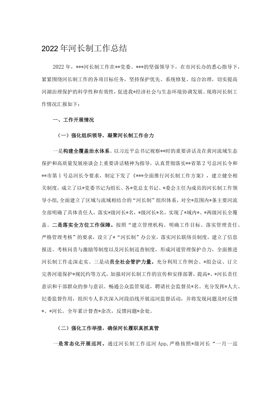 2022年河长制工作总结.docx_第1页